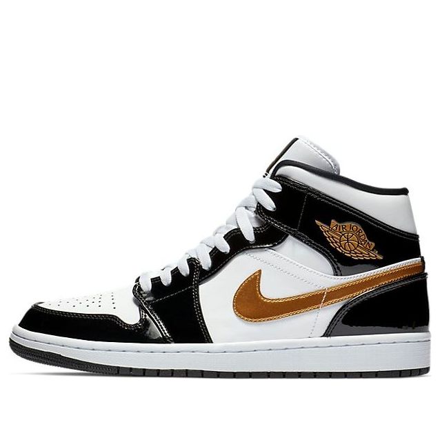 Air Jordan 1 Mid Patent 'Black Gold' 852542-007 Vintage Sportswear