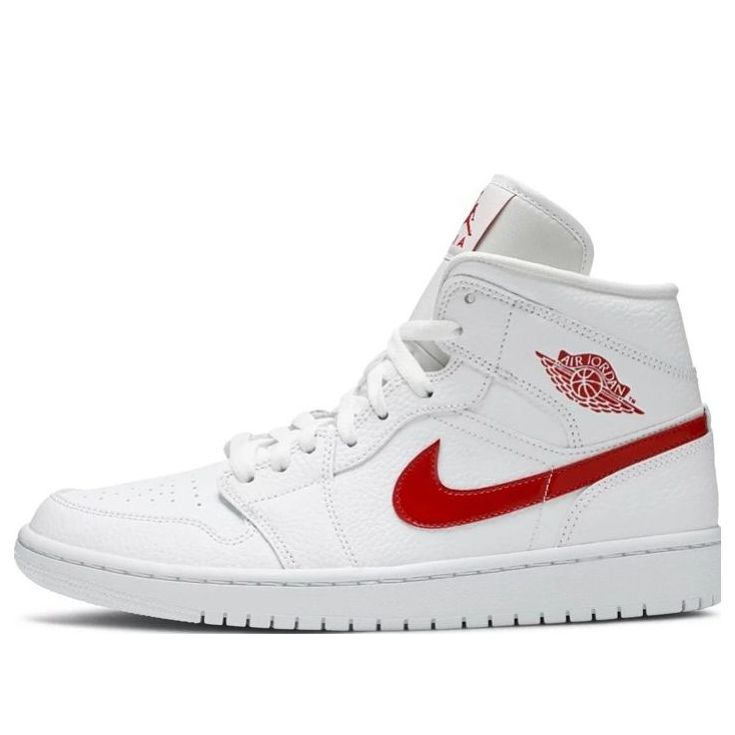 (WMNS) Air Jordan 1 Mid 'White University Red' BQ6472-106 Iconic Trainers