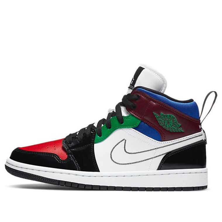 (WMNS) Air Jordan 1 Mid SE 'Black White Multi-Color' DB5454-001 Signature Shoe